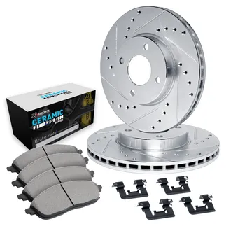 R1 Concepts WGTH1-31015 Brake Rotors - D/S - Silver W/ Euro Ceramic Pads & Hdw